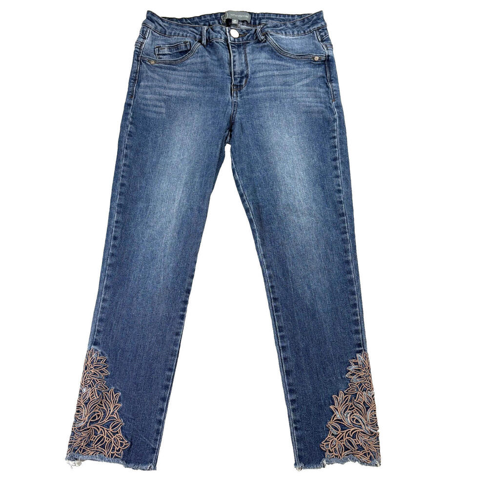 Wit & Wisdom Blue Jeans with Tan Embroidery